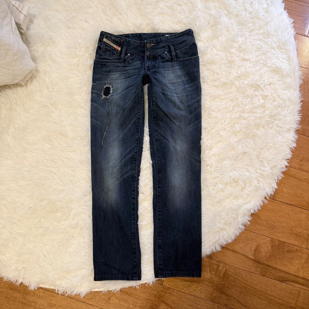 Rare Diesel Matic Dirty Thirty DistressedJeans Dark Wash Women Size 25x23 Grunge